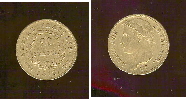 20 francs Napoleon 1813 Utrecht gVF